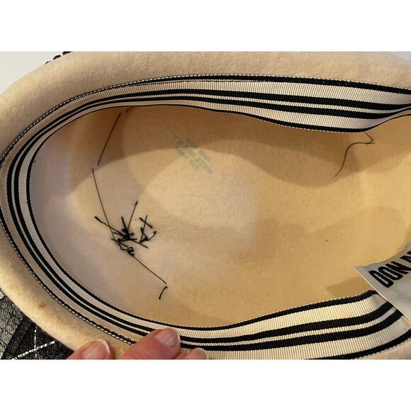 Vintage Don Anderson for Trio Accessories Ivory Wool Hat, Veil, Rhinestone, Bow - Picture 6 of 11